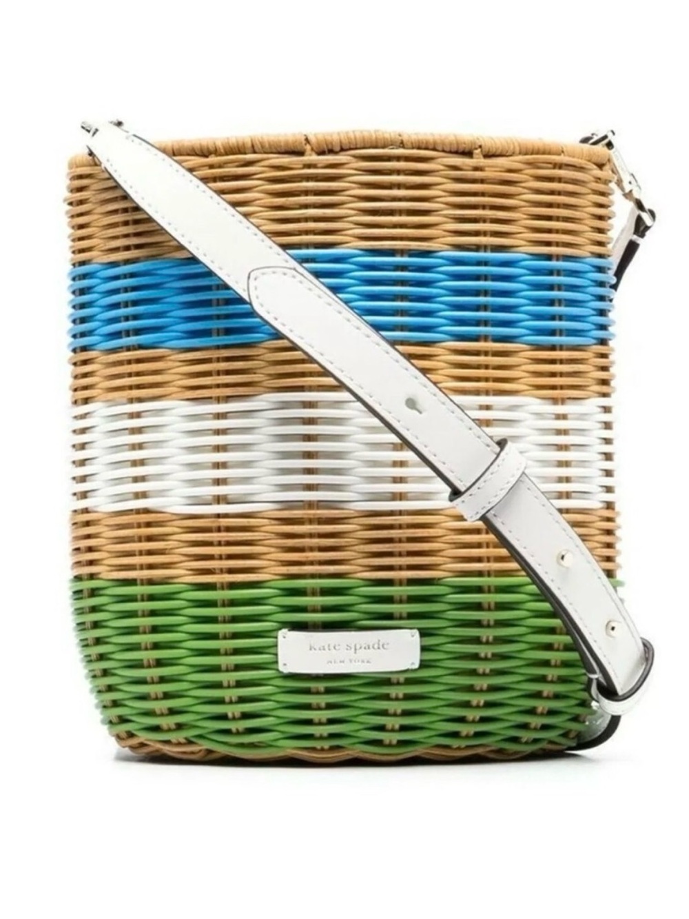Kate Spade Buoy Wicker Multi-Stripe Bucket Bag Crossbody